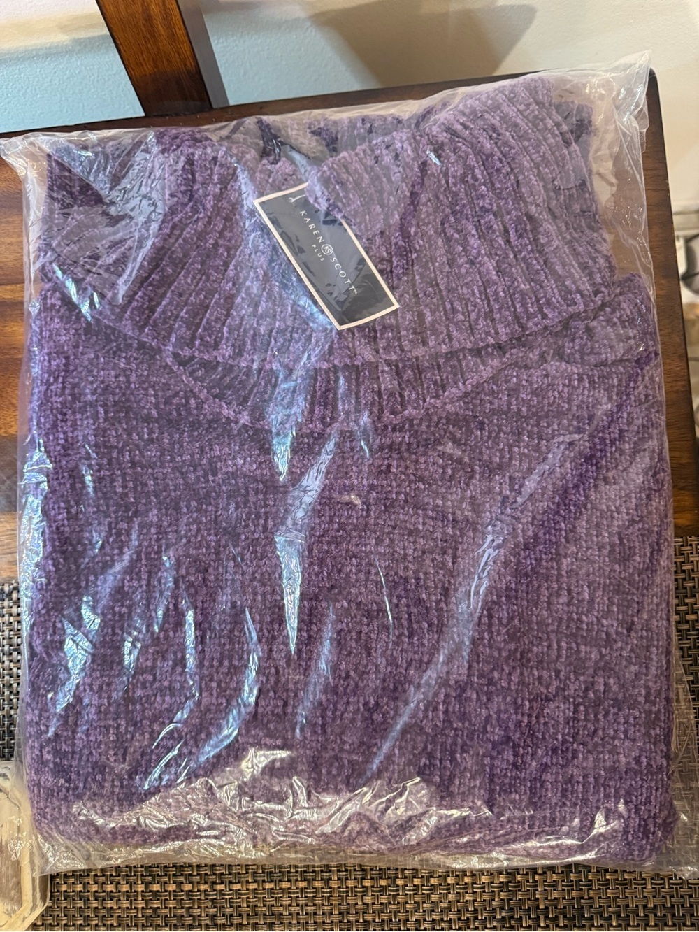 Karen Scott Chenille Sweater 1X Purple Dynasty Soft Cozy Pullover NWT Plus